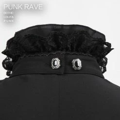 Punk Rave Store Fashion Black Soft Gothic Shirt With High Stand Collar For Men