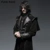 Punk Rave Store Military Black Leather Long Gothic Trench Coats With Belts