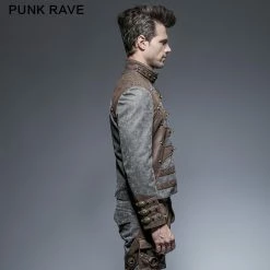 Punk Rave Store Steampunk Zipped Short Punk Jacket With Stand-up Collar Punk Leather Jacket