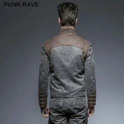 Punk Rave Store Steampunk Zipped Short Punk Jacket With Stand-up Collar Punk Leather Jacket