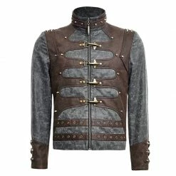 Punk Rave Store Steampunk Zipped Short Punk Jacket With Stand-up Collar Punk Leather Jacket
