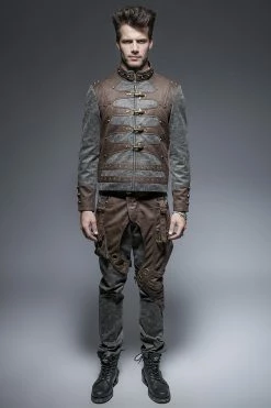 Punk Rave Store Steampunk Zipped Short Punk Jacket With Stand-up Collar Punk Leather Jacket