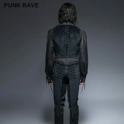 Punk Rave Store Blue Long Gorgeous Tuxedo 100% Polyester Gothic Coat