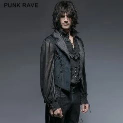 Punk Rave Store Blue Long Gorgeous Tuxedo 100% Polyester Gothic Coat