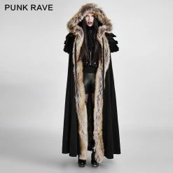 Punk Rave Store Long Cloak Gothic Trench Coats With Excellent Wool Collar