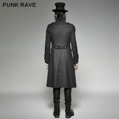 Punk Rave Store Gothic Mens Coat Vintage Long Gothic Trench Coats For Men