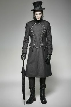 Punk Rave Store Gothic Mens Coat Vintage Long Gothic Trench Coats For Men