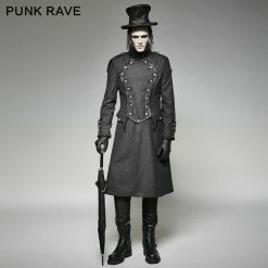 Punk Rave Store Gothic Mens Coat Vintage Long Gothic Trench Coats For Men