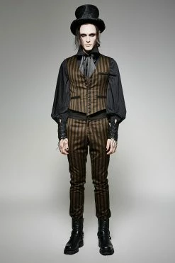 Punk Rave Store Gothic Steampunk V Collar Punk Vest With Metal Carving Buttons In The Front