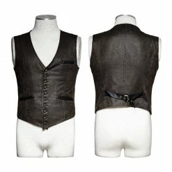 Punk Rave Store Gothic Steampunk V Collar Punk Vest With Metal Carving Buttons In The Front