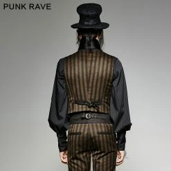 Punk Rave Store Gothic Steampunk V Collar Punk Vest With Metal Carving Buttons In The Front
