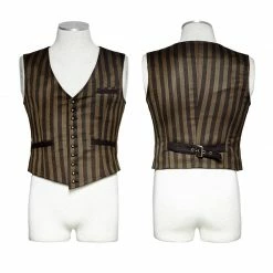 Punk Rave Store Gothic Steampunk V Collar Punk Vest With Metal Carving Buttons In The Front