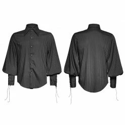 Punk Rave Store Great Black Striped Punk Shirts With Vertical Sense Plaids