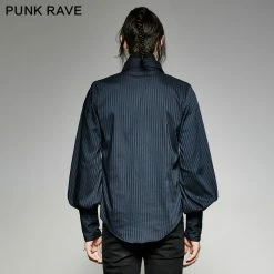 Punk Rave Store Great Black Striped Punk Shirts With Vertical Sense Plaids