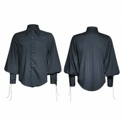 Punk Rave Store Great Black Striped Punk Shirts With Vertical Sense Plaids