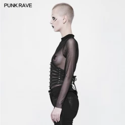 Punkravestore PUNK RAVE Leather Black Girdles Corset