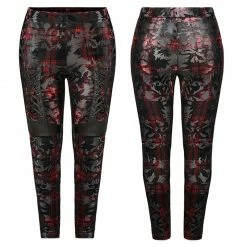 Punkravestore Dark Silhouette Vase Velvet Leggings