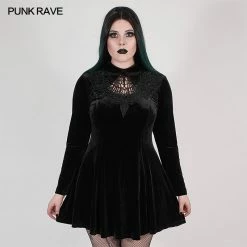 Punkravestore Women Goth Dark Night Vines Dress
