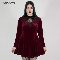 Punkravestore Women Goth Dark Night Vines Dress
