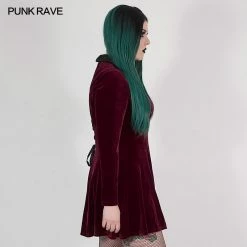 Punkravestore Women Goth Dark Night Vines Dress