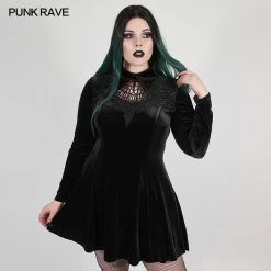 Punkravestore Women Goth Dark Night Vines Dress