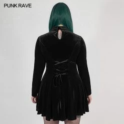 Punkravestore Women Goth Dark Night Vines Dress