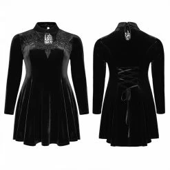 Punkravestore Women Goth Dark Night Vines Dress
