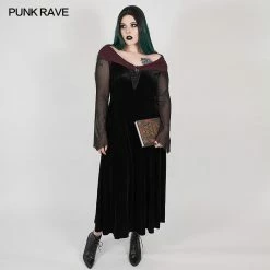 Punkravestore Black Feather Horizontal Neck Dress