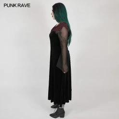 Punkravestore Black Feather Horizontal Neck Dress