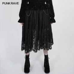 Punkravestore Dark Night Gothic Lace Skirt