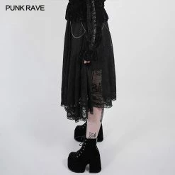 Punkravestore Dark Night Gothic Lace Skirt