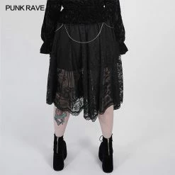 Punkravestore Dark Night Gothic Lace Skirt