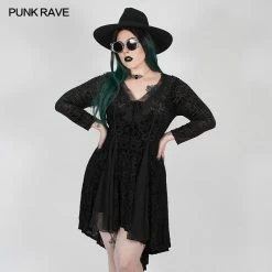 Punkravestore Gothic Abyss Burnt Flower Dress Women