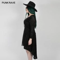 Punkravestore Gothic Abyss Burnt Flower Dress Women