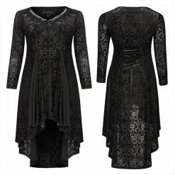 Punkravestore Gothic Abyss Burnt Flower Dress Women