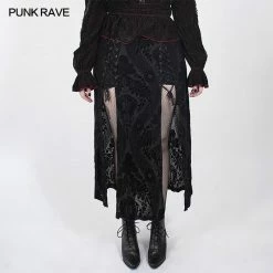 Punkravestore Swallow Tail Velvet Slit Skirt