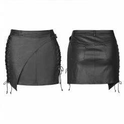 Punkravestore Women Irregular Steampunk Half Skirt