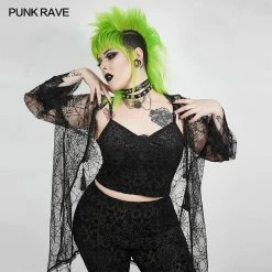 Punkravestore Sexy Gothic Velvet Flower Camisole Women