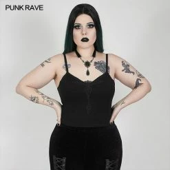 Punkravestore Sexy Gothic Velvet Flower Camisole Women