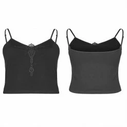 Punkravestore Sexy Gothic Velvet Flower Camisole Women