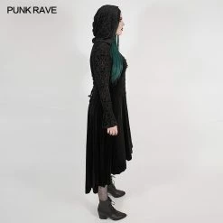 Punkravestore Chinoiserie Dark Velvet Burning Out Long Coat Women