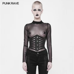 Punkravestore PUNK RAVE Leather Black Girdles Corset