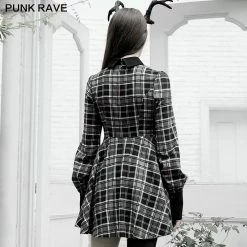 Punkravestore Plaid Court Collect Waist Dress