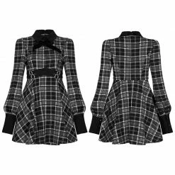 Punkravestore Plaid Court Collect Waist Dress