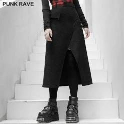 Punkravestore "PUNK" Series High Waist A Shape Mid-length Skirt