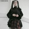 Punkravestore "PUNK" Series Mesh Stitched Plaid High-waisted Skirt