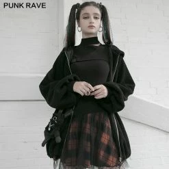 Punkravestore "PUNK" Series Mesh Stitched Plaid High-waisted Skirt