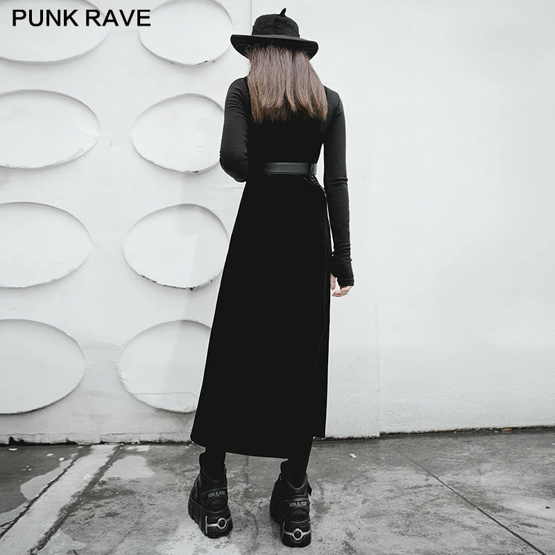 Punkravestore "PUNK" Series Velvet Suspender Double High-waisted Dress 5 Punkravestore "PUNK" Series Velvet Suspender Double High-waisted Dress