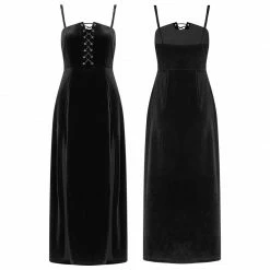 Punkravestore "PUNK" Series Velvet Suspender Double High-waisted Dress 10 Punkravestore