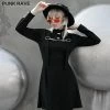 Punkravestore PUNK Stand Collar Dress Women 1 Punkravestore PUNK Stand Collar Dress Women